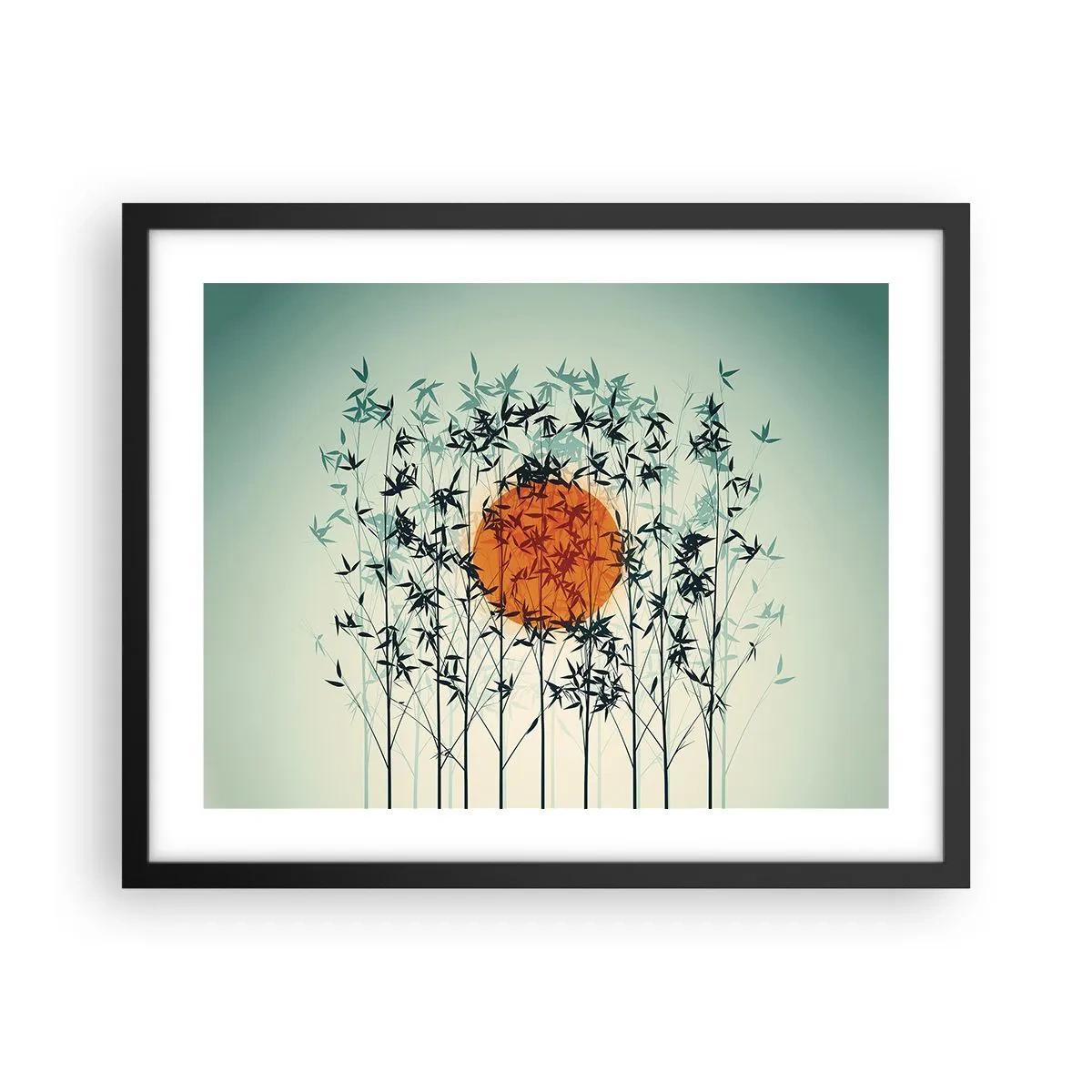 Affiche dans un cadre noir - Poster - Soleil japonnais - 50x40 cm