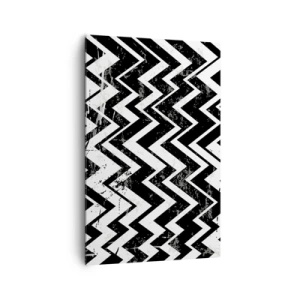 Impression sur toile - Image sur toile - Motif en zigzag noir et blanc avec abrasions artistiques - 80x120cm - Zig-blanc, zag-noir - Décoration murale moderne pour le salon et la chambre ARTTOR
