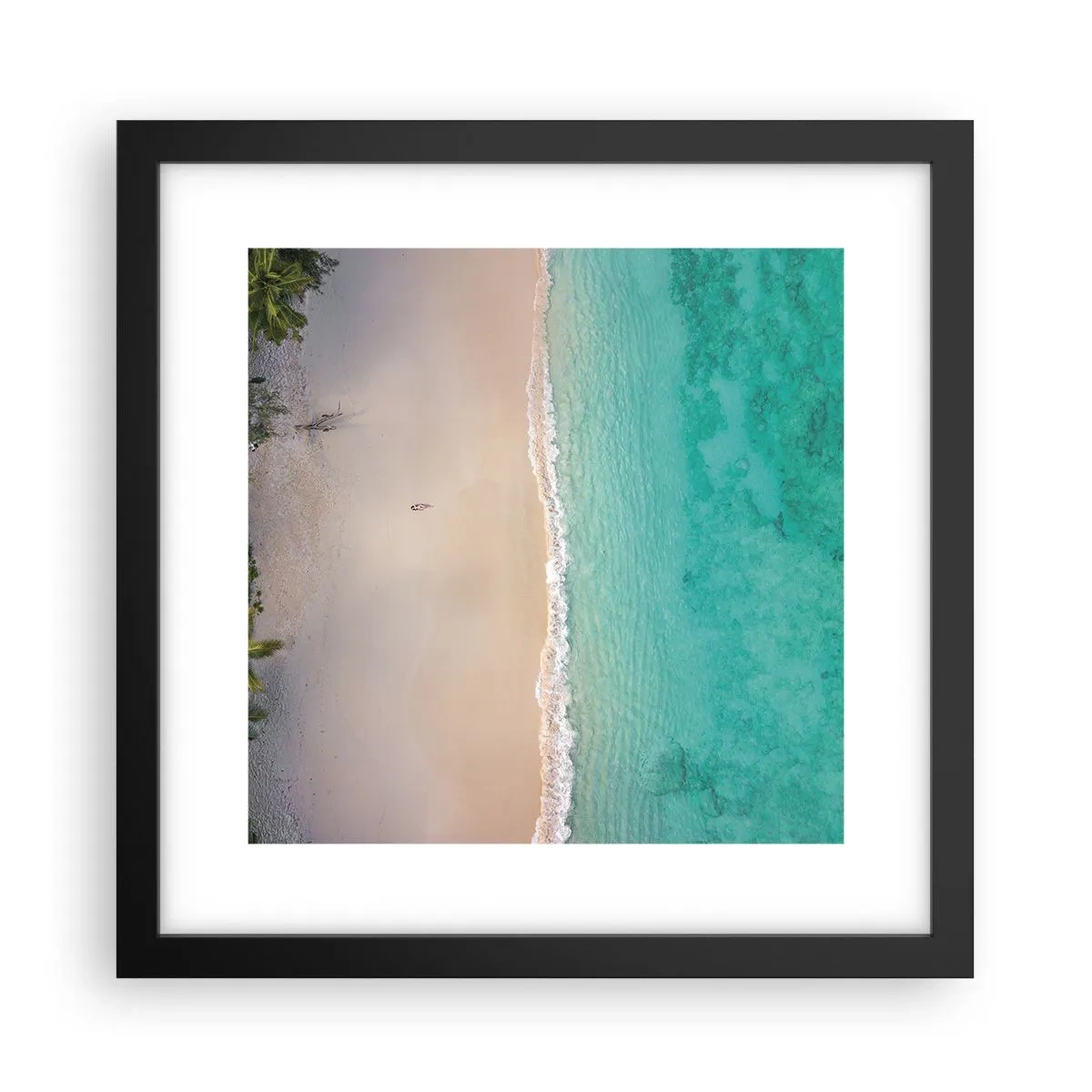 Affiche dans un cadre noir - Poster - Plage paradisiaque - 30x30 cm