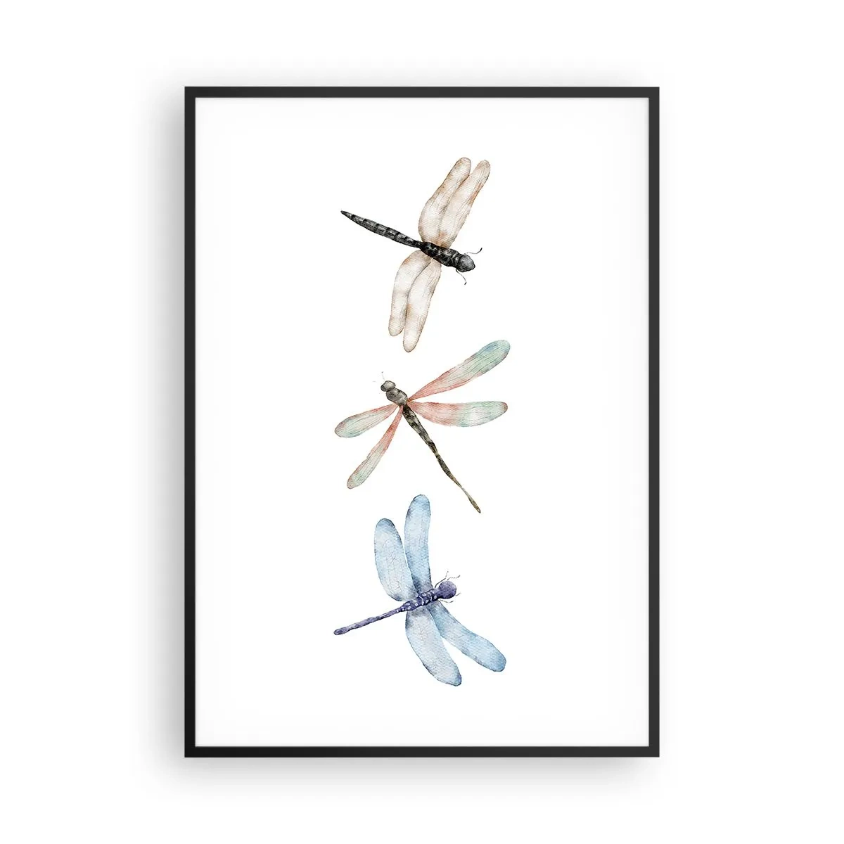 Affiche dans un cadre noir - Poster - Libellules en apesanteur - 70x100 cm