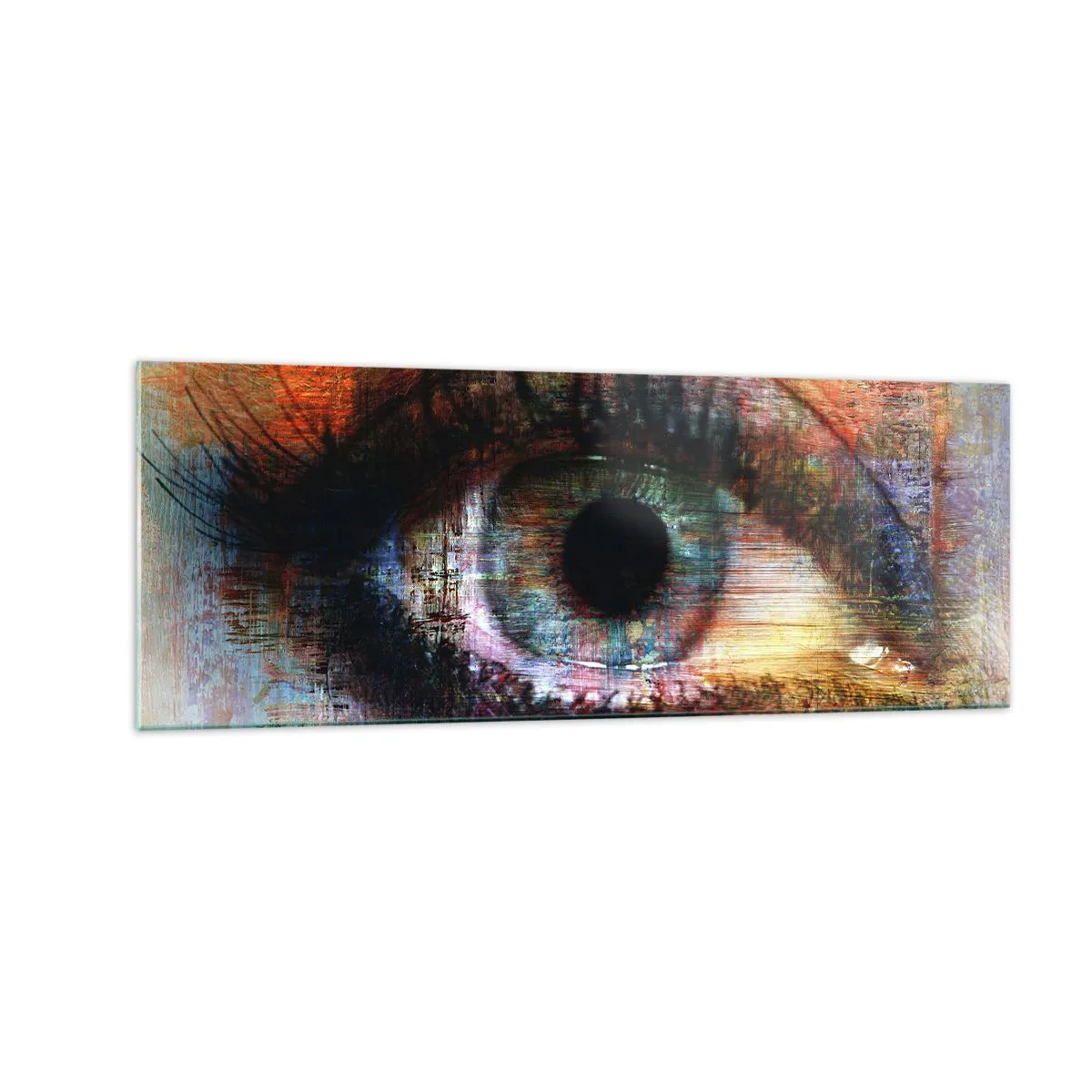 Impression sur verre - Image sur verre - Œil artistique dans l'abstraction multicolore - 140x50cm - Vous pouvez jeter un coup d'œil dans l'âme - Décoration murale moderne pour le salon et la chambre ARTTOR