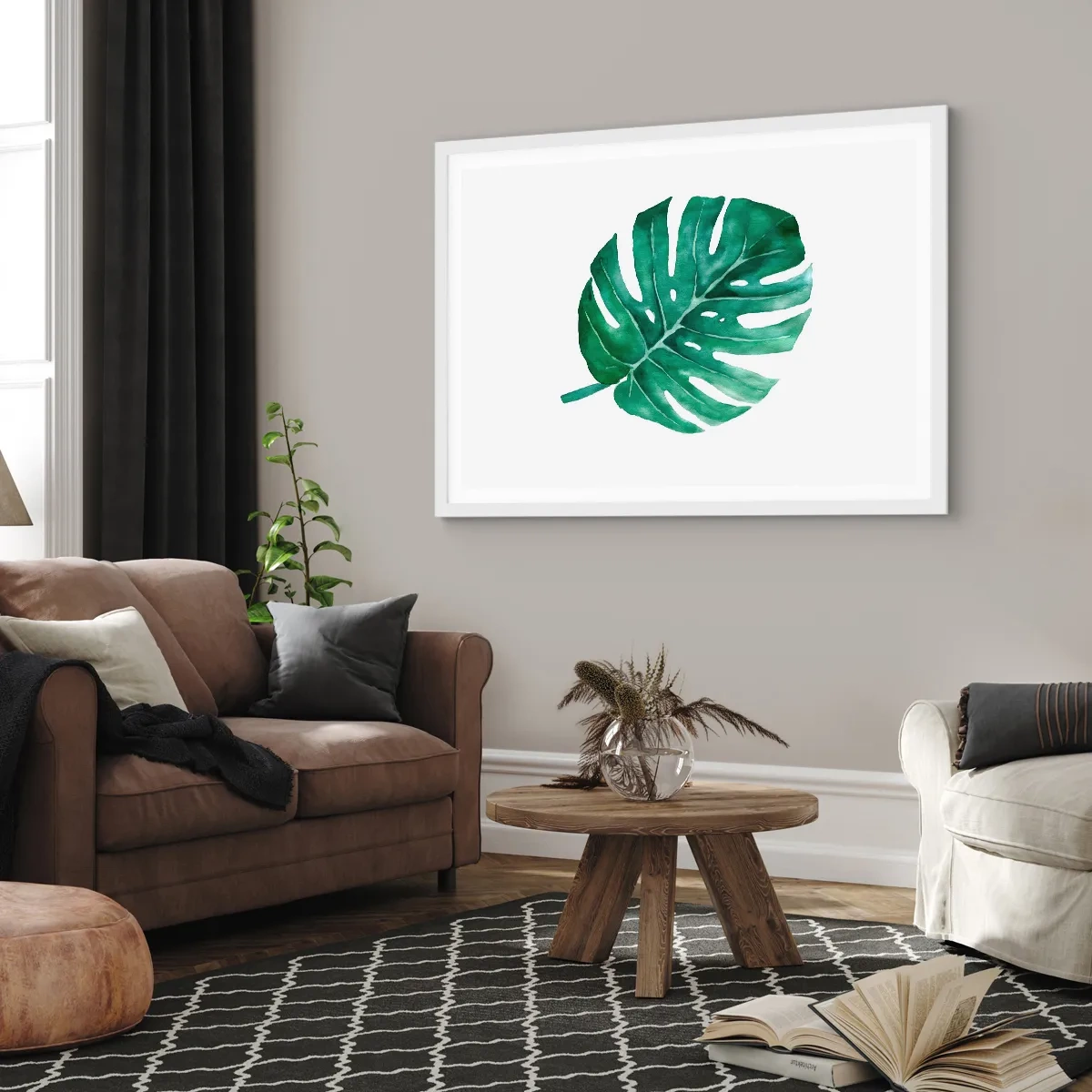 Affiche dans un cadre blanc - Poster - Concept vert - 100x70 cm