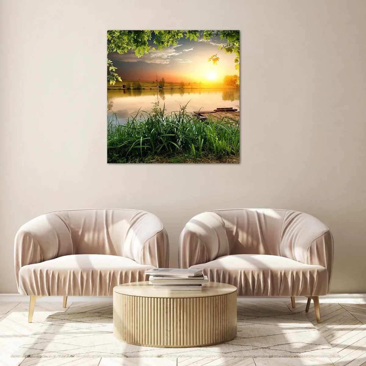 Impression sur verre - Image sur verre - Paysage dans un cadre verdoyant - 60x60 cm