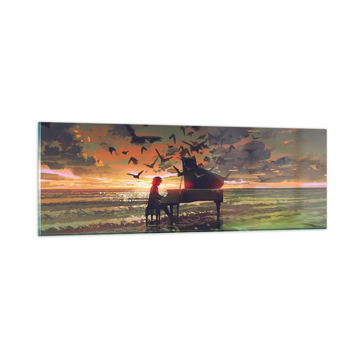 Impression sur verre - Image sur verre - Concert pour piano et vagues - 90x30 cm