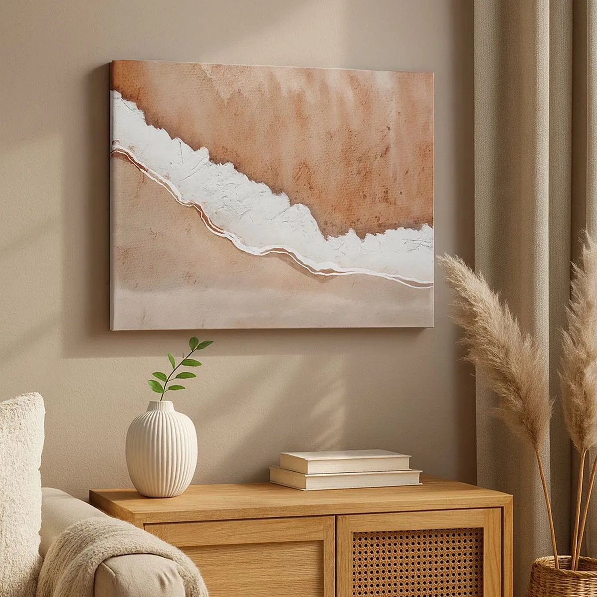 Impression sur toile - Image sur toile - Texture de sable avec des accents blancs - 70x50cm - Dans des couleurs de la terre - Décoration murale moderne pour le salon et la chambre ARTTOR