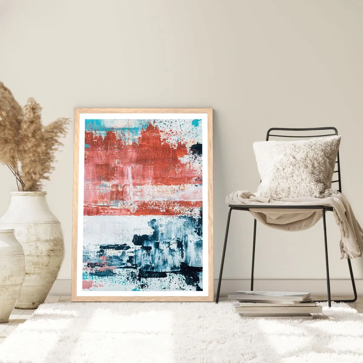 Affiche dans un chêne clair - Poster - Moitié-moitié abstrait - 40x50 cm