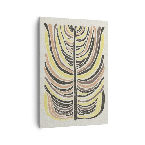 Impression sur toile - Image sur toile - Motif de feuille abstrait dans des tons terreux - 70x100cm - Abstraction pleine de vie - Décoration murale moderne pour le salon et la chambre ARTTOR