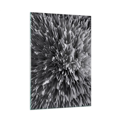 Impression sur verre - Image sur verre - Structure 3D abstraite en noir et blanc avec des bords nets - 50x70cm - Ça ne peut pas être plus dur que ça - Décoration murale moderne pour le salon et la chambre ARTTOR
