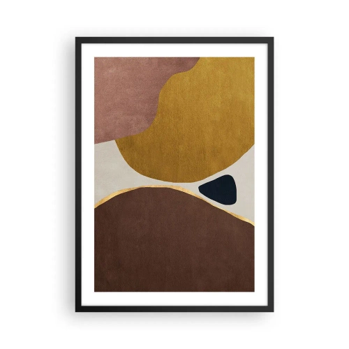 Affiche dans un cadre noir - Poster - Composition géométrique abstraite aux couleurs chaudes - 50x70cm - L'abstraction – une place dans l'espace - Décoration murale moderne pour le salon et la chambre ARTTOR