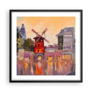 Affiche dans un cadre noir - Poster - Icones parisiennes – le Moulin rouge - 50x50 cm
