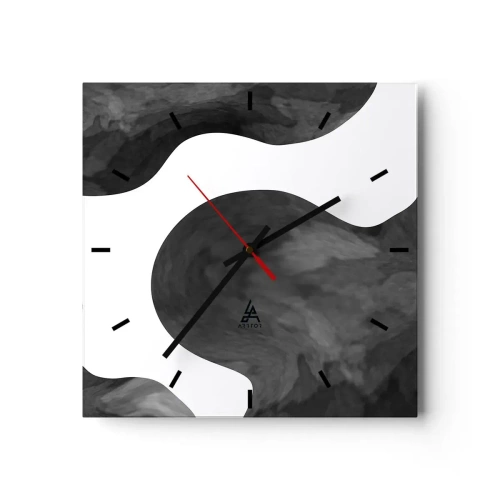 Horloge murale - Pendule murale - Motif abstrait dans les tons de gris et de blanc - 30x30cm - La route du lait - Décoration murale moderne pour le salon et la chambre ARTTOR