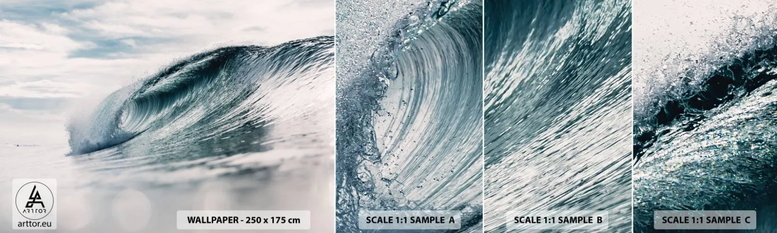 Échantillon De Papier Peint Standard Eco - Pic d'eau - Vague de mer, Mer, Océan - 100x30 cm