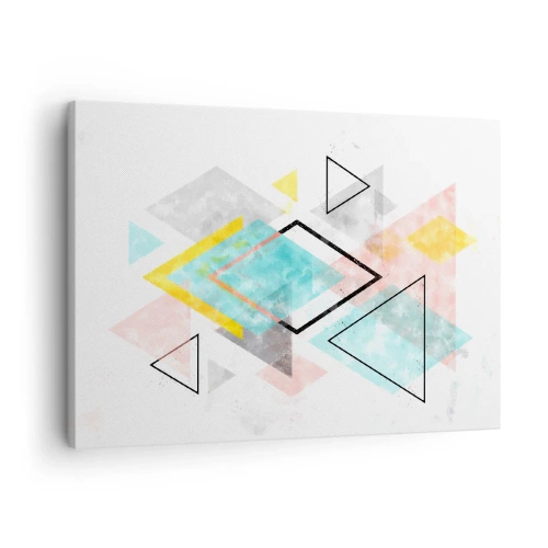 Impression sur toile - Image sur toile - Motifs géométriques colorés sur fond blanc - 70x50cm - Géométrie facile - Décoration murale moderne pour le salon et la chambre ARTTOR