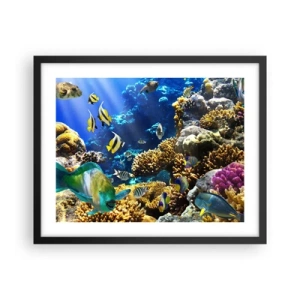 Affiche dans un cadre noir - Poster - Beaucoup de circulation sur la route des vacances - 50x40 cm