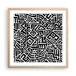 Affiche dans un chêne clair - Poster - Composition précolombienne - 50x50 cm