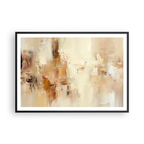 Affiche dans un cadre noir - Poster - Une composition abstraite dans des tons chauds de jaune et de marron. - 100x70cm - Âme de l'ambre - Décoration murale moderne pour le salon et la chambre ARTTOR