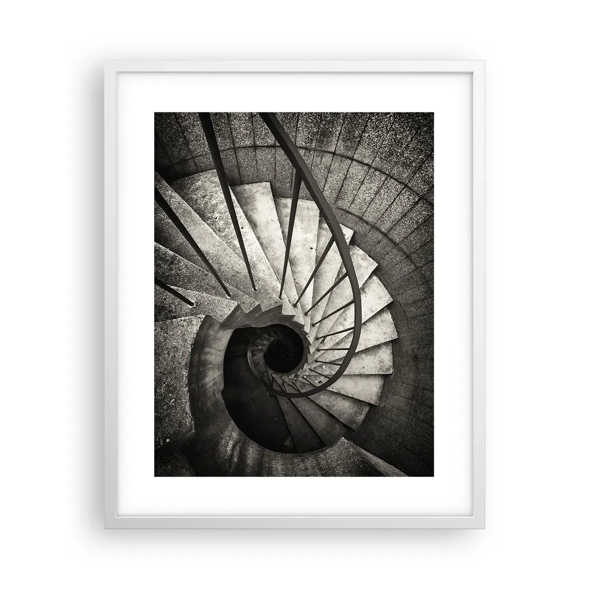 Affiche dans un cadre blanc - Poster - En haut des escaliers, en bas des escaliers - 40x50 cm