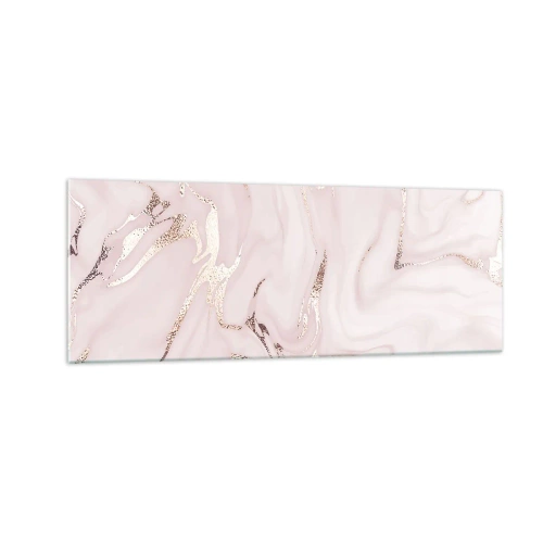Impression sur verre - Image sur verre - Abstraction élégante dans des tons de rose et d'or - 140x50cm - Dans un châle rose - Décoration murale moderne pour le salon et la chambre ARTTOR