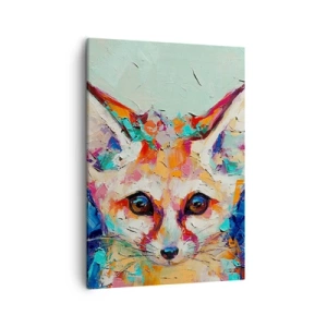 Impression sur toile - Image sur toile - Un portrait coloré d'un renard fennec dans le style d'une peinture expressive. - 50x70cm - Etes-vous prêts pour moi? - Décoration murale moderne pour le salon et la chambre ARTTOR