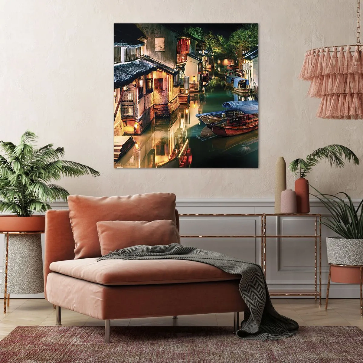 Impression sur toile - Image sur toile - Soirée dans une rue chinoise - 30x30 cm