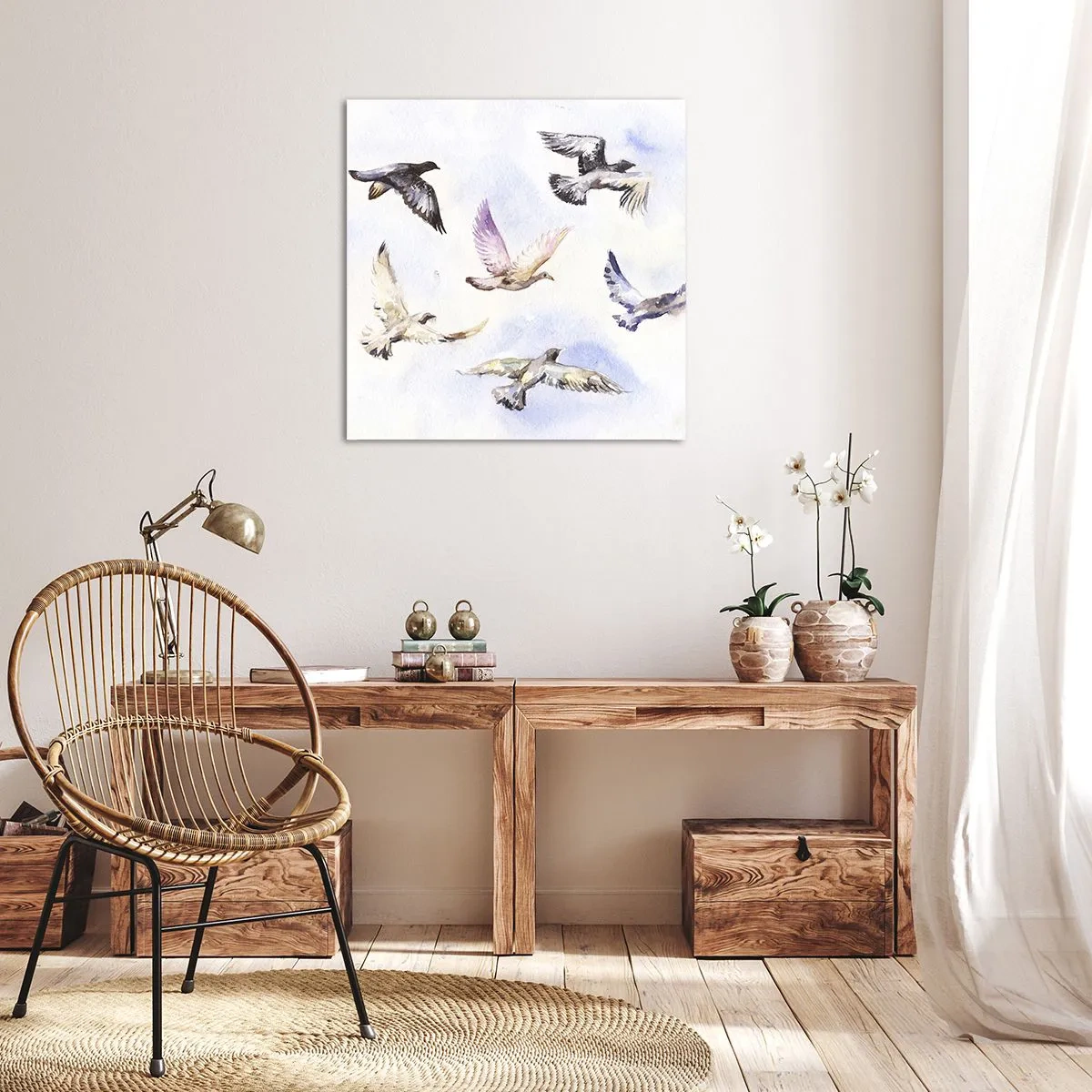 Impression sur toile - Image sur toile - Liberté en gris et bleu - 60x60 cm