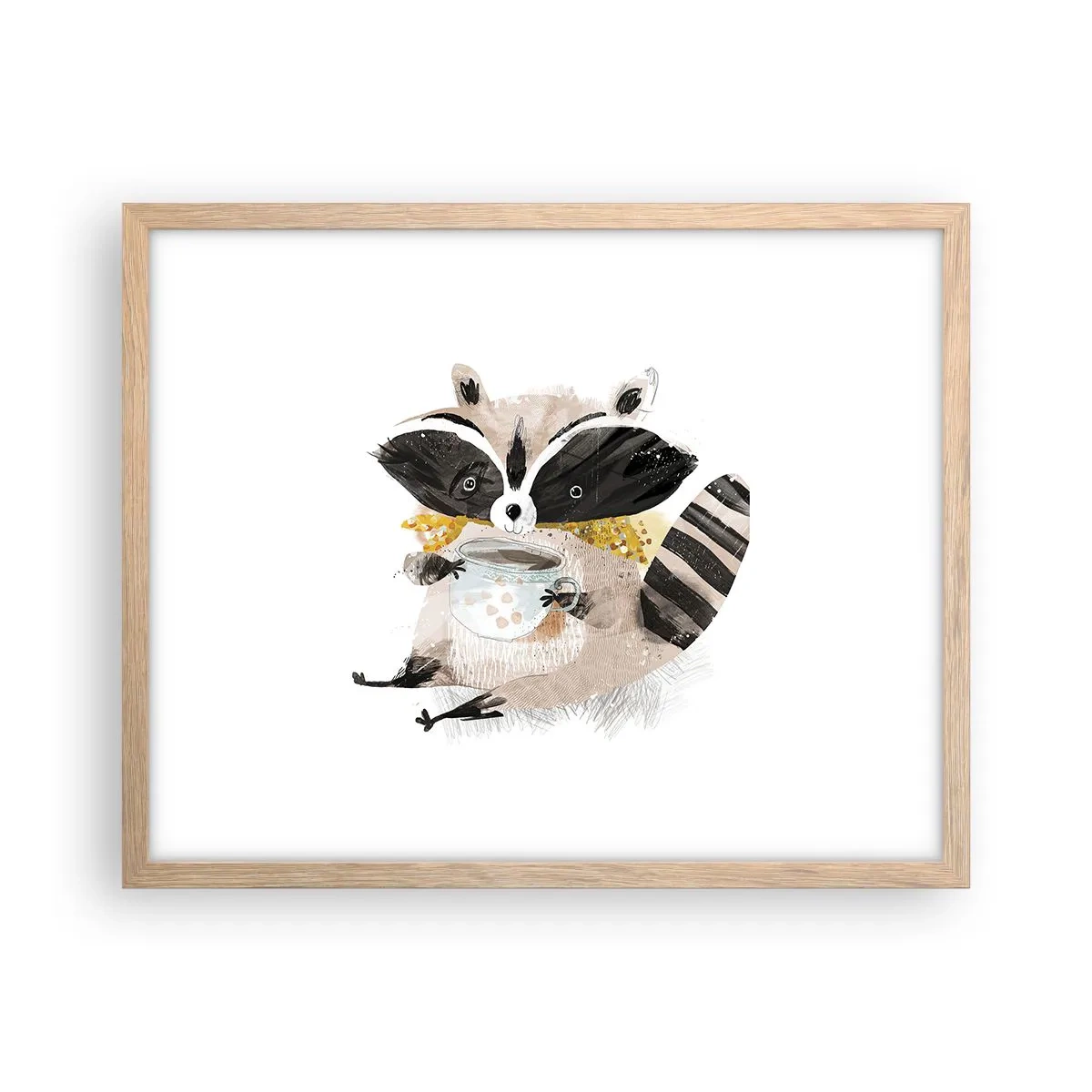 Affiche dans un chêne clair - Poster - Mon ami le raton laveur - 50x40 cm