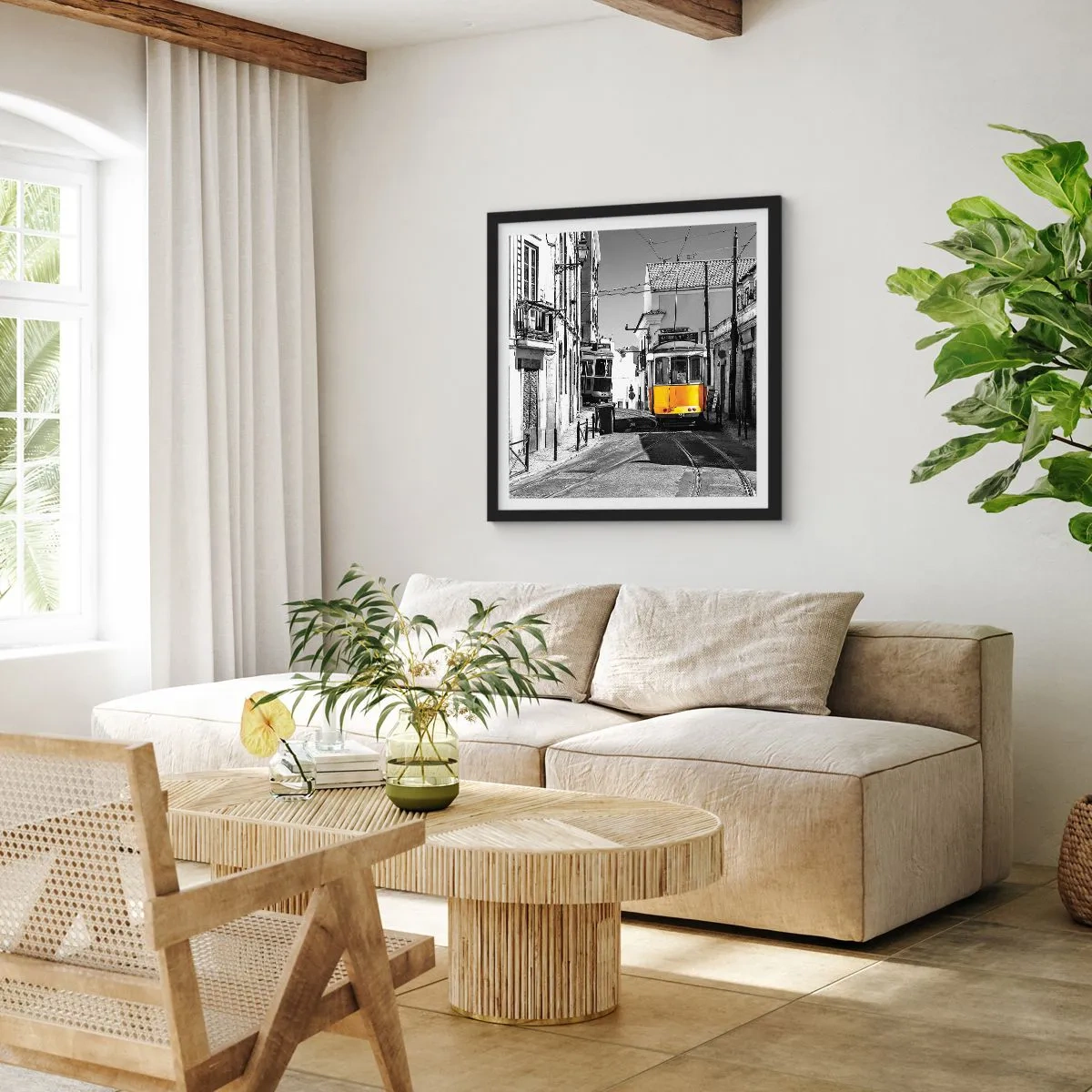 Affiche dans un cadre noir - Poster - L'âme de Lisbonne - 60x60 cm