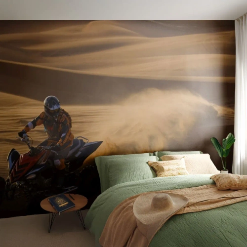 Papier Peint Photo Premium Canvas - Sur les vagues de sable - Quad, Automobile, Désert - 250x175 cm