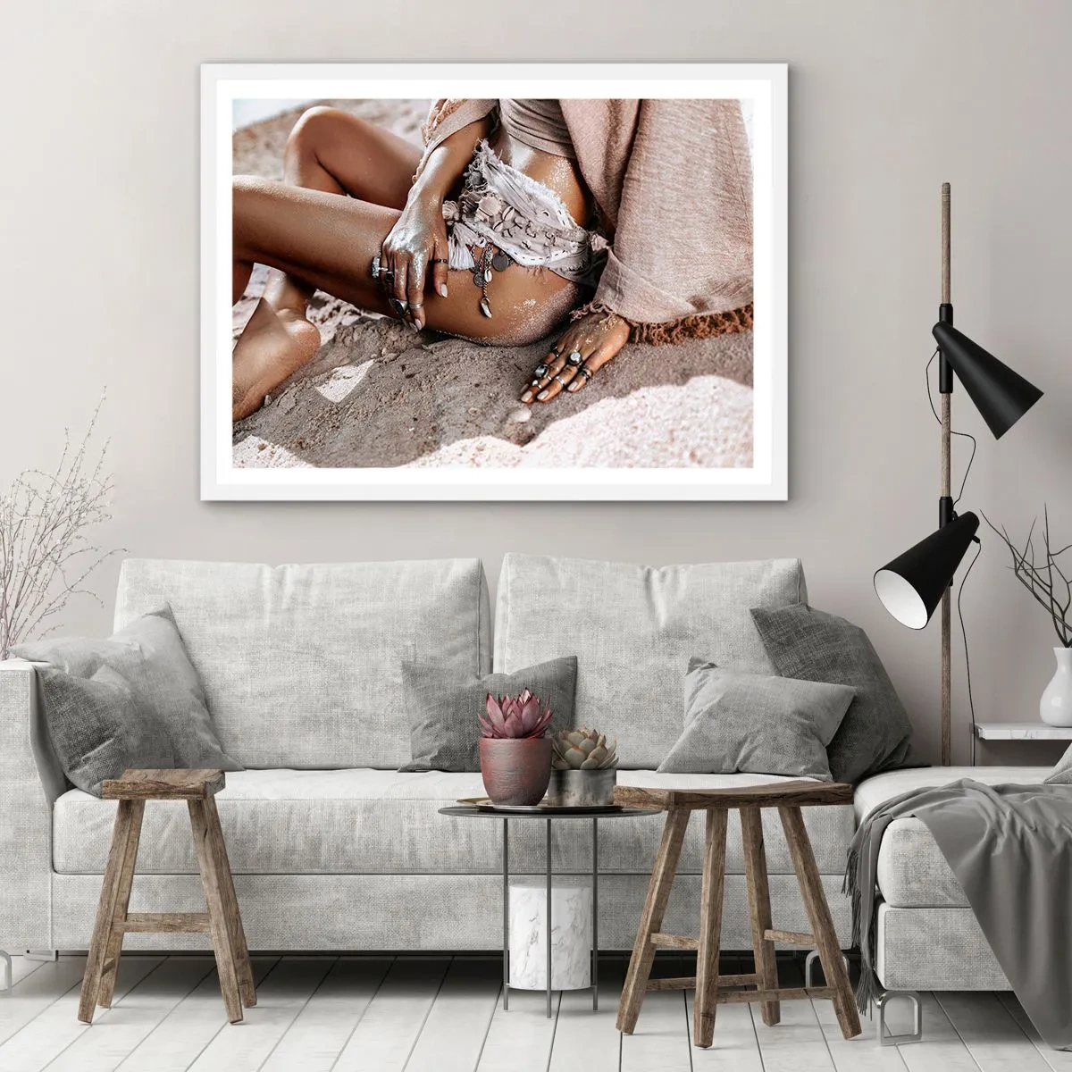 Affiche dans un cadre blanc - Poster - Rejeté par la vague? - 91x61 cm