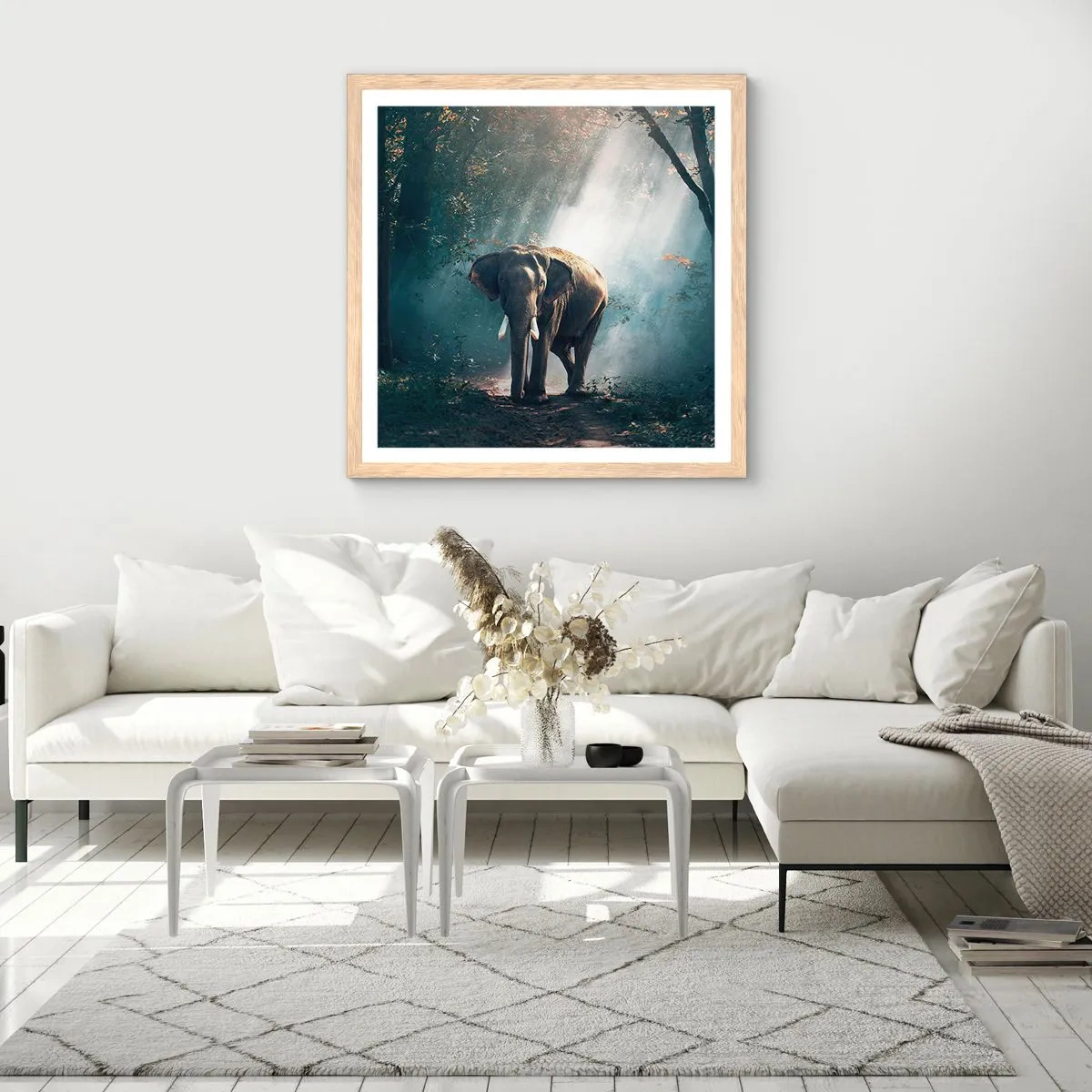 Affiche dans un chêne clair - Poster - Une balade tranquille - 50x50 cm