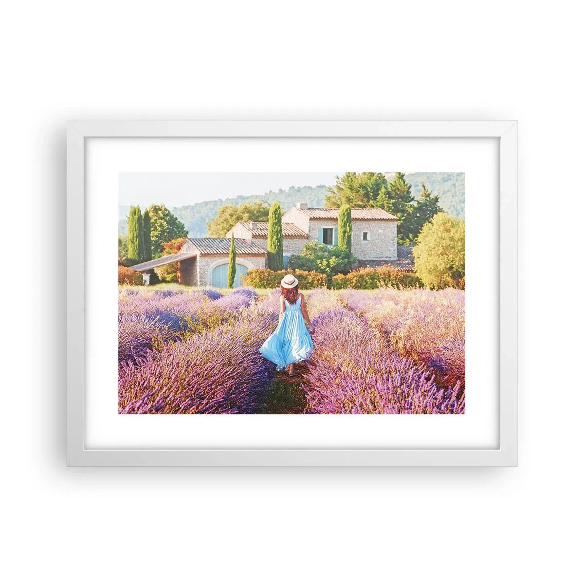 Affiche dans un cadre blanc - Poster - Fille de la lavande - 40x30 cm