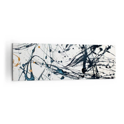 Impression sur toile - Image sur toile - Une peinture abstraite avec des éclaboussures de peinture dans des motifs dynamiques. - 160x50cm - Abstraction expressionniste - Décoration murale moderne pour le salon et la chambre ARTTOR