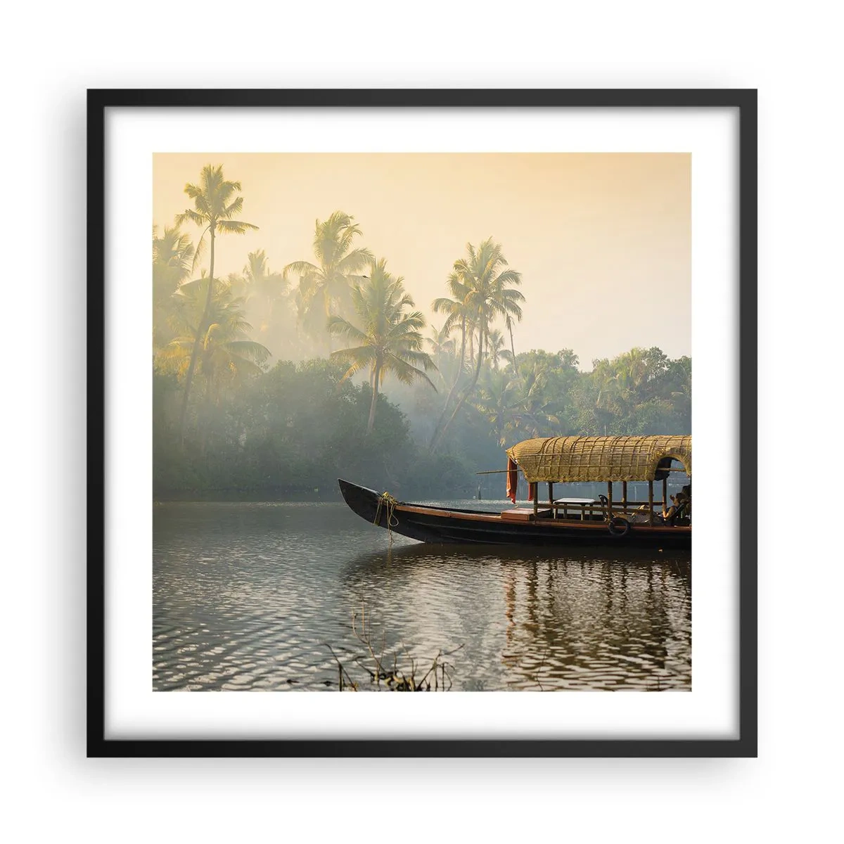 Affiche dans un cadre noir - Poster - Maison sur la rivière - 50x50 cm