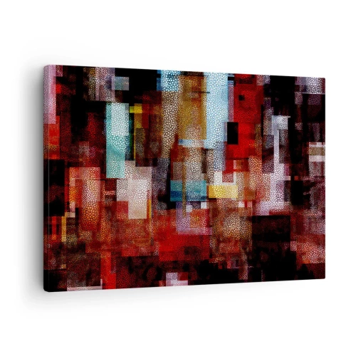 Impression sur toile - Image sur toile - Abstraction géométrique dans des tons intenses de rouge - 70x50cm - Mélange de confusions - Décoration murale moderne pour le salon et la chambre ARTTOR