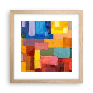 Affiche dans un chêne clair - Poster - Chacun est différent, tout est coloré - 30x30 cm