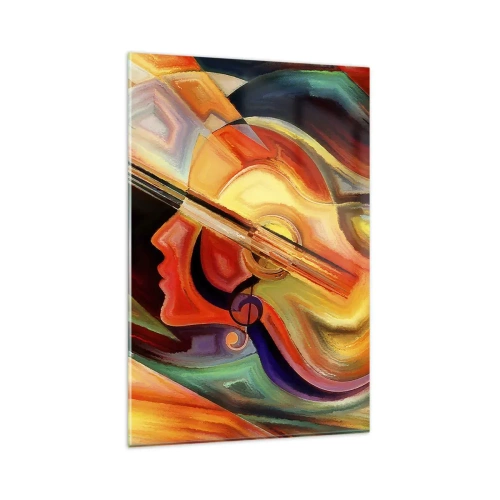 Impression sur verre - Image sur verre - Abstraction colorée inspirée de la musique et de la guitare - 80x120cm - Tout va bien - Décoration murale moderne pour le salon et la chambre ARTTOR