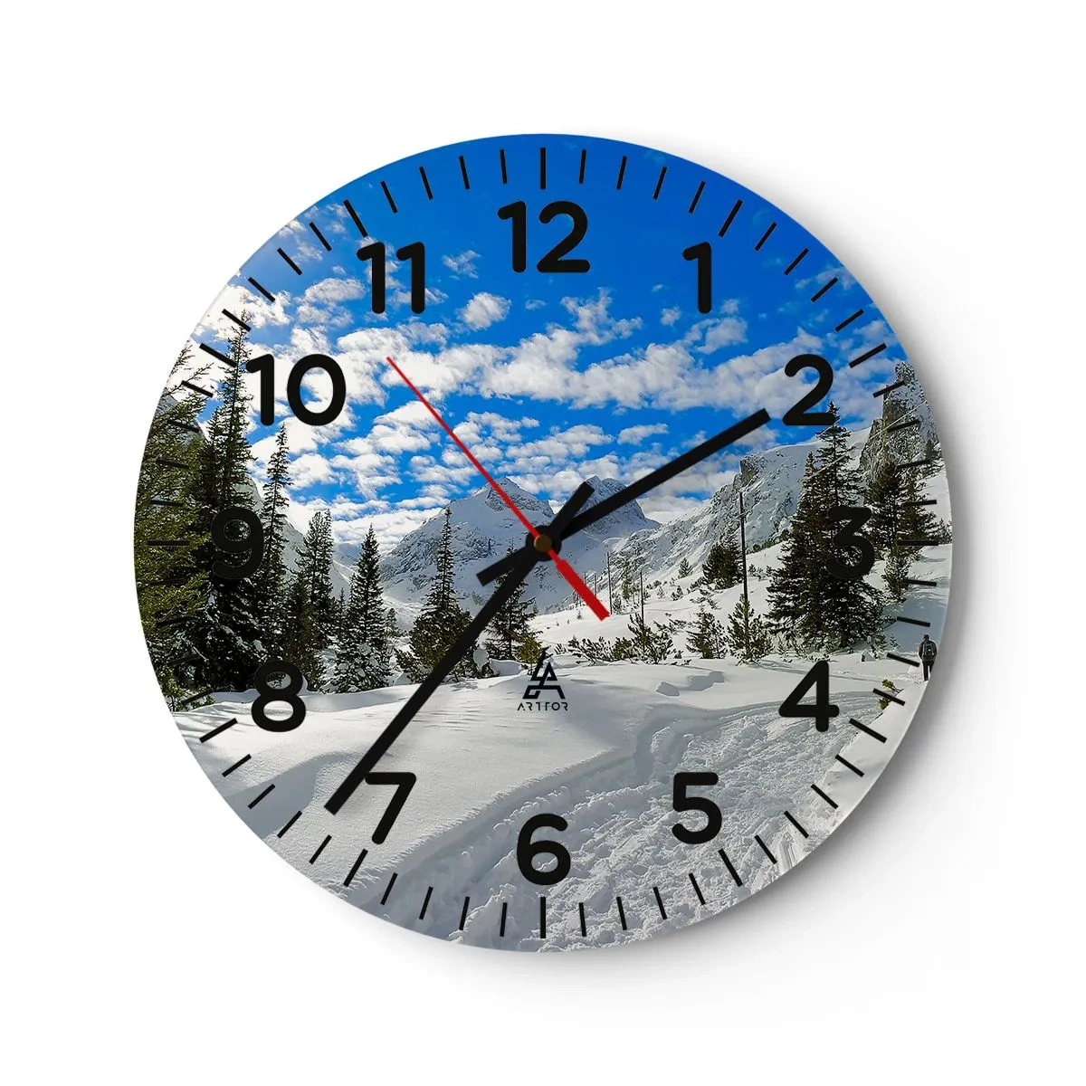 Horloge murale - Pendule murale - Dans la neige et au soleil - 40x40 cm