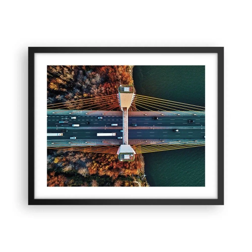 Affiche dans un cadre noir - Poster - Au dessus de l'eau et de la forêt - 50x40 cm