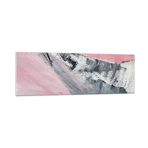 Impression sur verre - Image sur verre - Une composition abstraite dans les tons de rose et de gris. - 160x50cm - Composition assortie - Décoration murale moderne pour le salon et la chambre ARTTOR