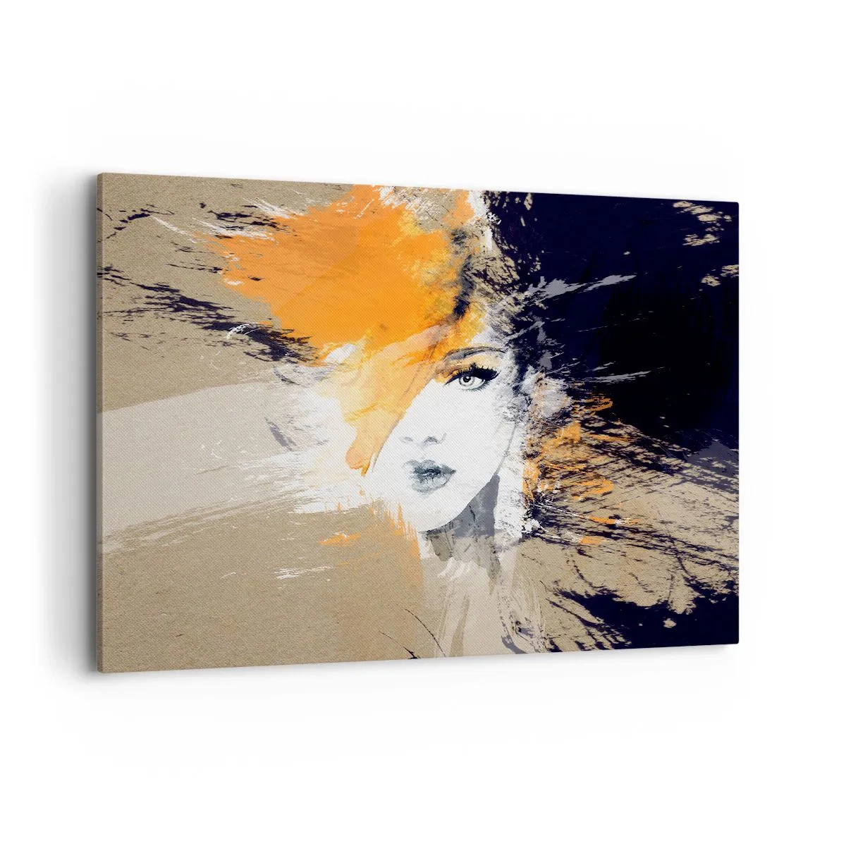 Impression sur toile - Image sur toile - Portrait abstrait d'une femme aux couleurs intenses - 100x70cm - Et la lumière fut - Décoration murale moderne pour le salon et la chambre ARTTOR