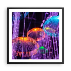 Affiche dans un cadre noir - Poster - Fontaine lumineuse - 60x60 cm