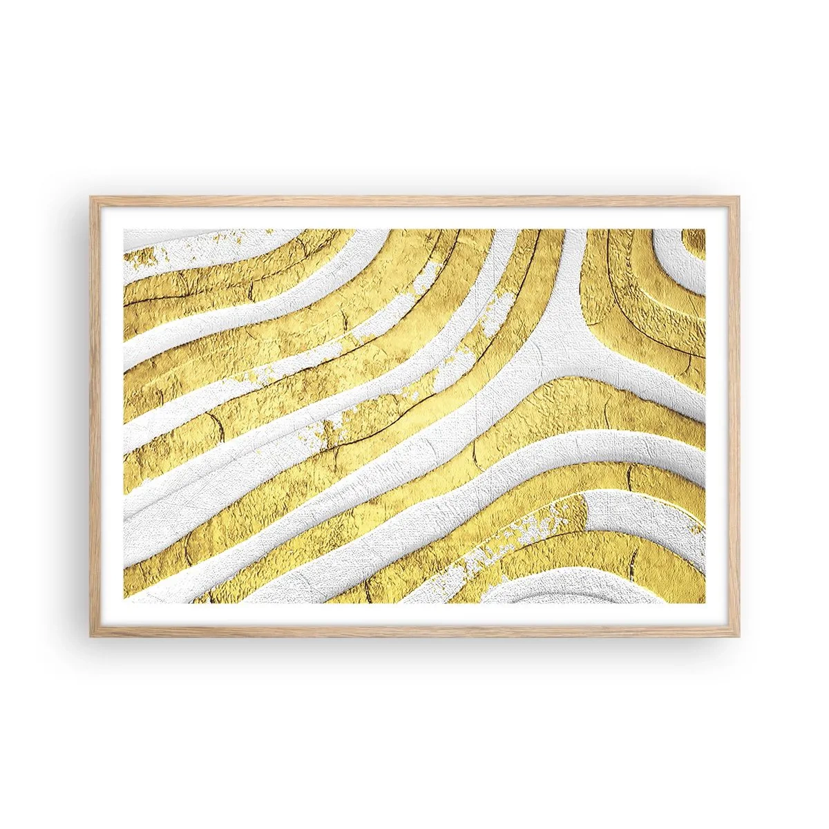 Affiche dans un chêne clair - Poster - Composition en blanc et or - 91x61 cm