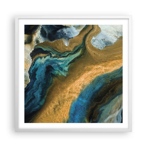Affiche dans un cadre blanc - Poster - Bleu - jaune - influences mutuelles - 60x60 cm