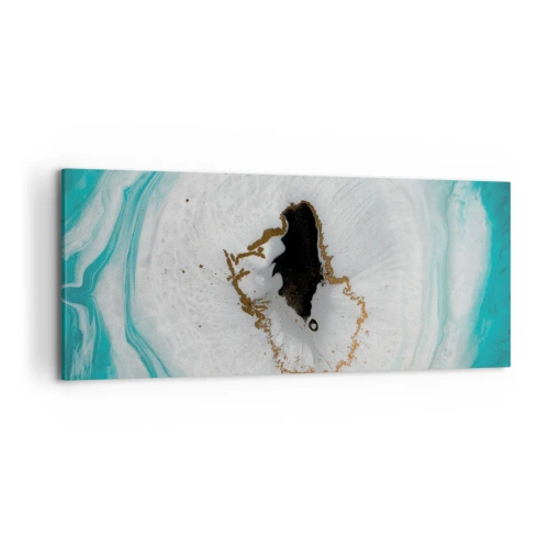 Impression sur toile - Image sur toile - Motif de géode abstrait dans des tons de turquoise, blanc et or - 120x50cm - Pénétrer à l'intérieur - Décoration murale moderne pour le salon et la chambre ARTTOR