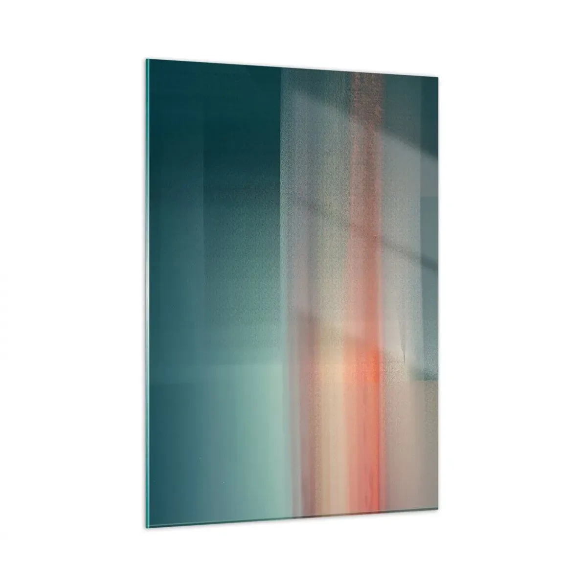 Impression sur verre - Image sur verre - Une abstraction pastel rappelant les vagues lumineuses au coucher du soleil. - 50x70cm - Résumé : vagues de lumière - Décoration murale moderne pour le salon et la chambre ARTTOR