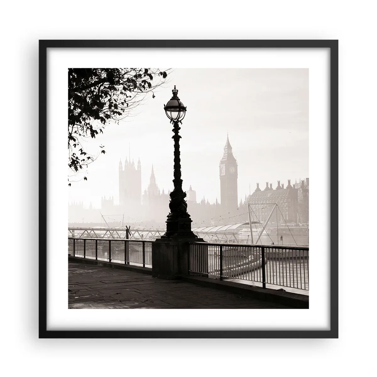 Affiche dans un cadre noir - Poster - Un matin londonien - 50x50 cm