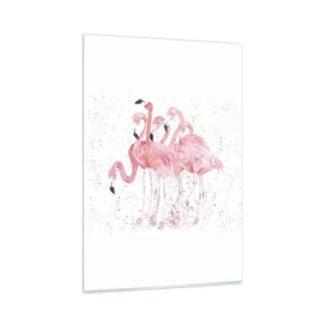 Impression sur verre - Image sur verre - Flamants roses dans un style aquarelle artistique - 80x120cm - Ensemble rose - Décoration murale moderne pour le salon et la chambre ARTTOR
