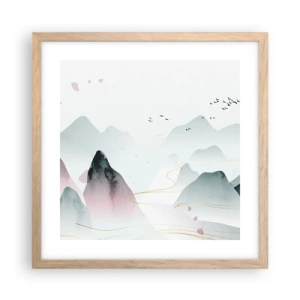 Affiche dans un chêne clair - Poster - Au-delà des sommets - 40x40 cm