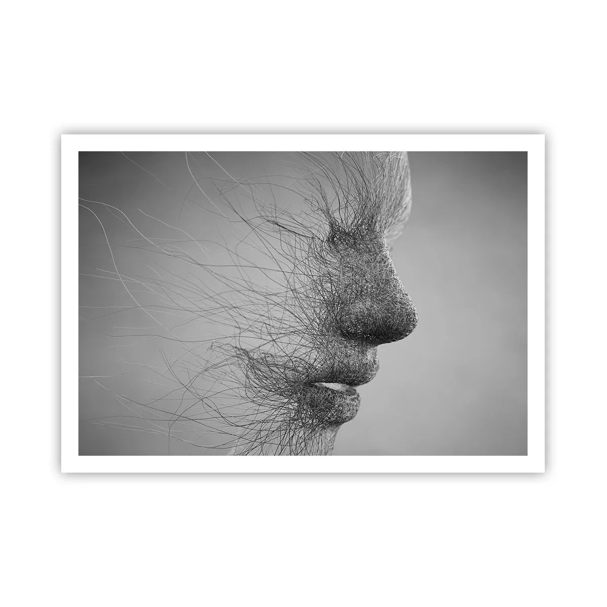 Affiche - Poster - Profil facial artistique créé avec des lignes délicates - 100x70cm - L'esprit du vent - Décoration murale moderne pour le salon et la chambre ARTTOR