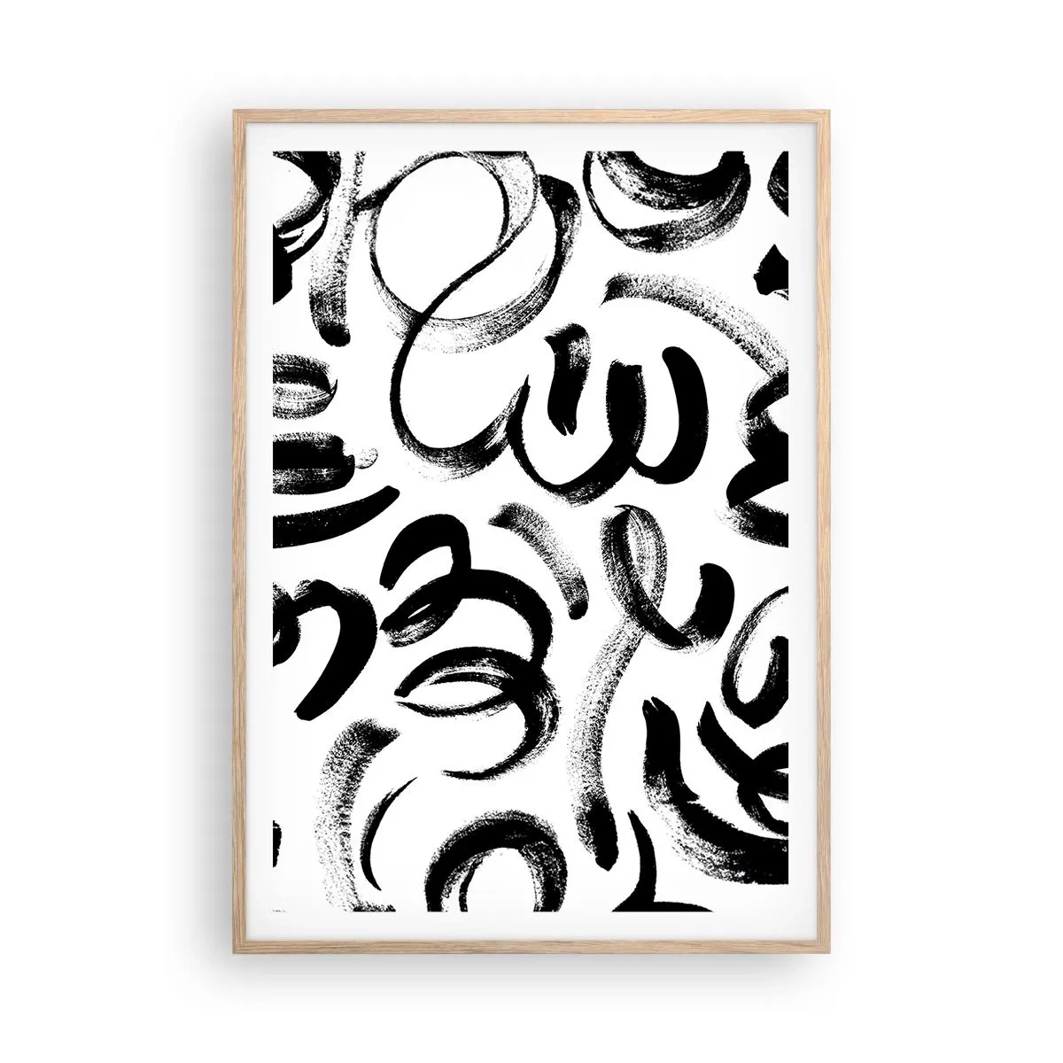 Affiche dans un chêne clair - Poster - Noir sur blanc - 70x100 cm